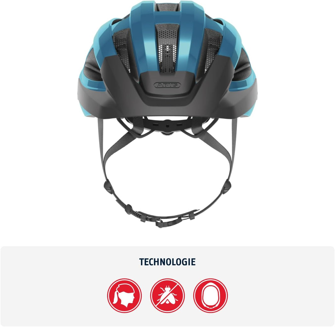 ABUS Rennradhelm Macator - sportiver Fahrradhelm für Einsteiger - auch für Zopfträger/-innen - für D