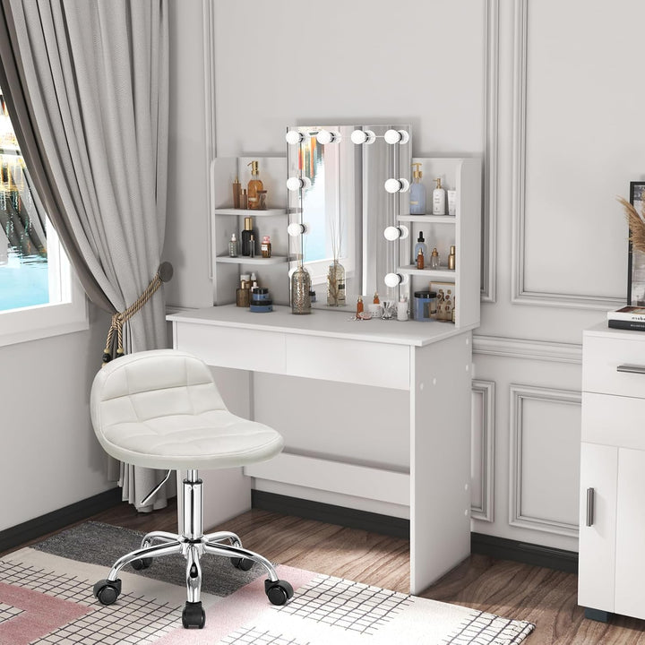 WOLTU Bürohocker mit Rollen, Schminktisch Stuhl höhenverstellbar, Rollrocker mit niedriger Rückenleh