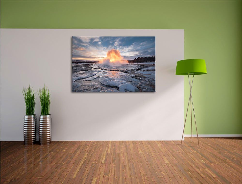 Heisse Quelle in Island, Format: 100x70 auf Leinwand, XXL riesige Bilder fertig gerahmt mit Keilrahm