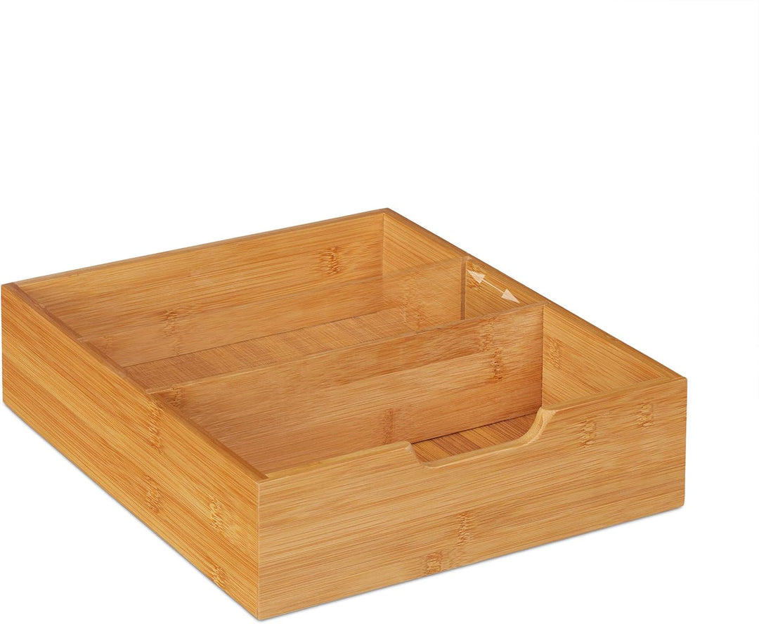 Relaxdays, Natur Schubladenbox Bambus, Schubladen Organizer, natürliche Optik, Tischorganizer Büro,