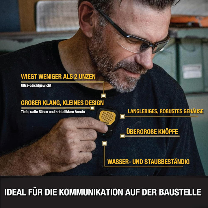 dewalt Jobsite Pro 190-1148-DW2 Tragbarer Bluetooth-Lautsprecher, Schwarz/Gelb, Gelb Magnetic versio
