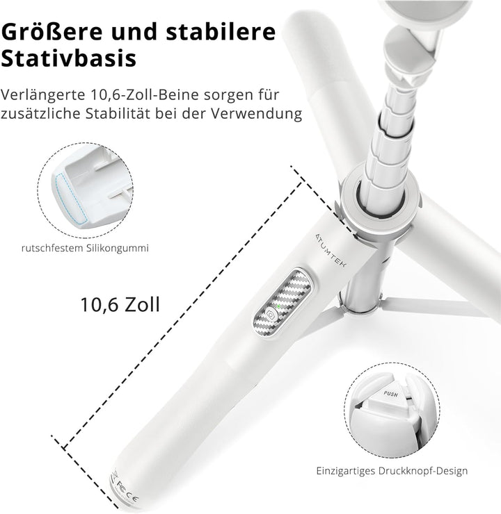 ATUMTEK Selfie-Stick mit 51 Zoll (51 Zoll), Selfie-Stick mit widerstandsfähigem Aluminium und rutsch