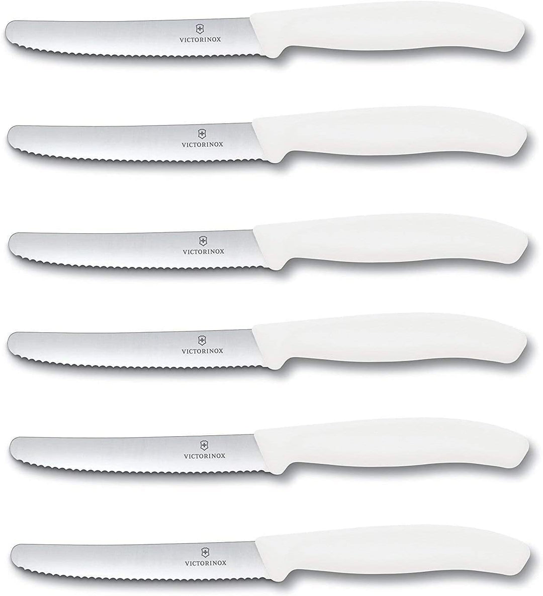 Victorinox 6 Stück Tafelmesser - Küchenmesser - Brötchenmesser Swiss Classic mit Wellenschliff - Swi