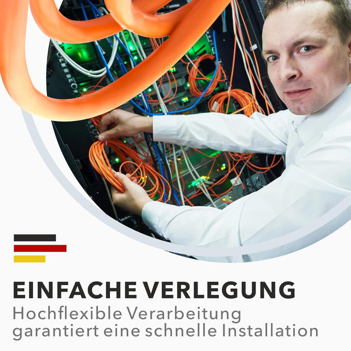RedStar24 CAT7 Duplex Kabel 50m Verlegekabel Netzwerkkabel CAT 7 Twin LAN Installationskabel SFTP PI
