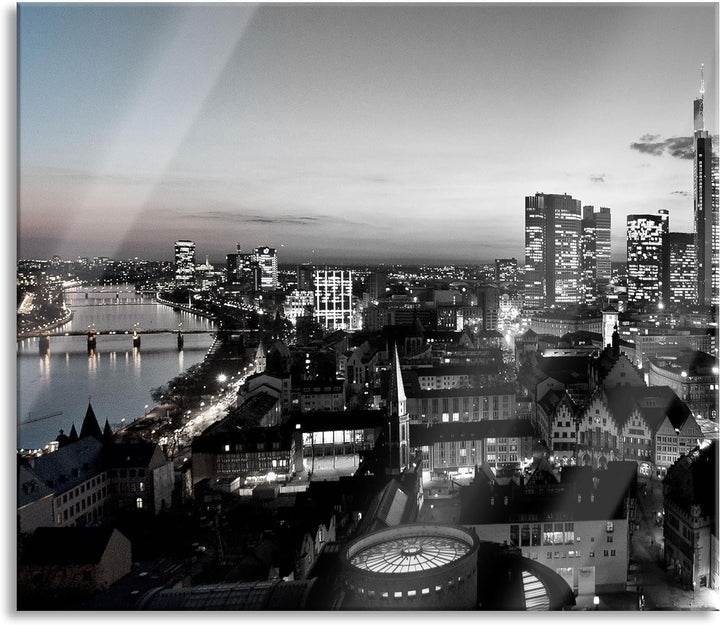 Frankfurter Skyline Herdabdeckplatte & Spritzschutz aus Echtglas | Für Herd-Kochfelder | 60x52 cm