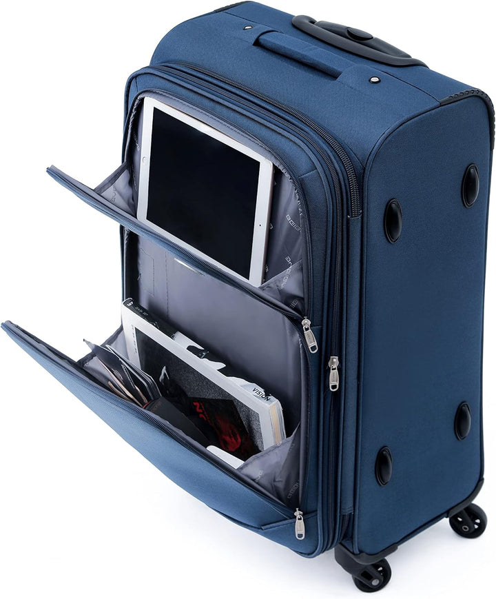 BEIBYE Kofferset Trolley Gepäckset Stoff Dehnungsfuge Koffer Reisekoffer (Schwarz)