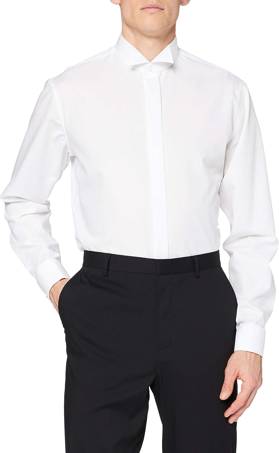 Seidensticker Herren Shaped Bügelfrei Kläppchen Kragen Langarm Umschlagmanschette Businesshemd 43 We