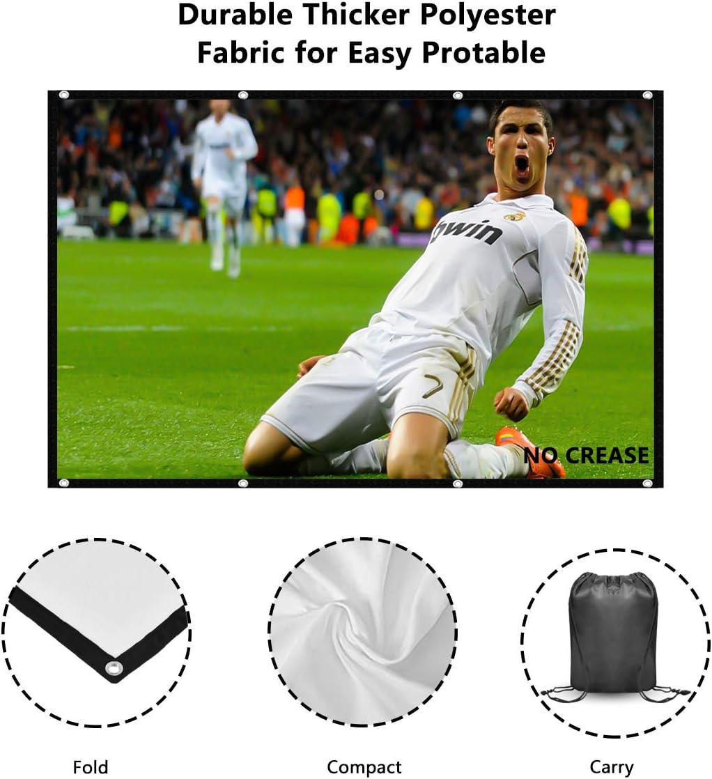 Projection Screen 100 Inch Portable Projection Screen with 16:9 HD 4K Screen for Home Theater Home T