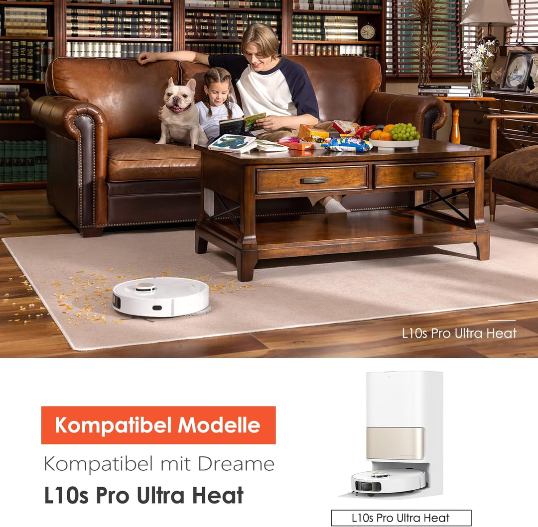 Zubehörset für Dreame L10s Pro Ultra Heat, 6*Staubbeutel 6*Mopp Wischpad 1*Hauptbürste 4*Seitenbürst