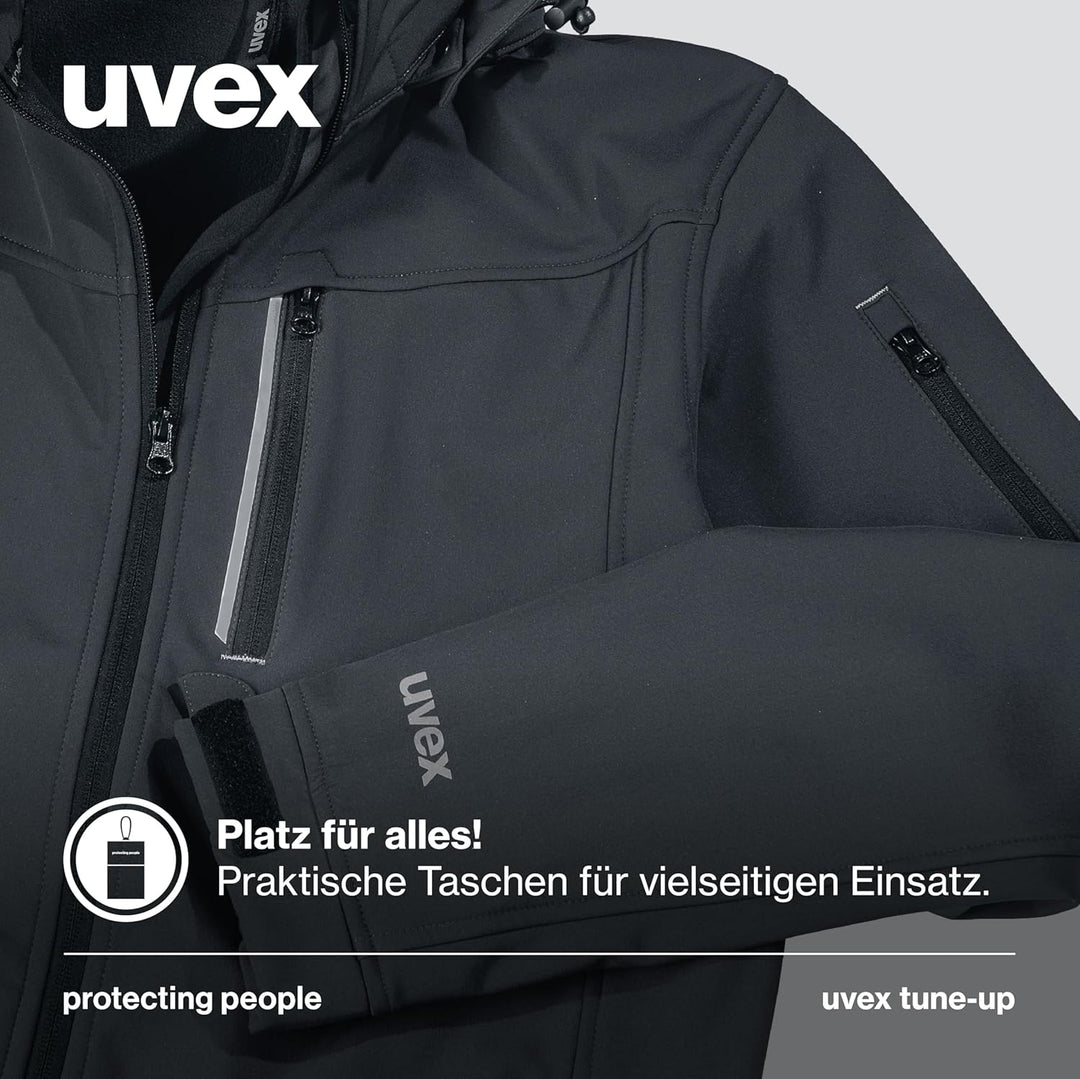 uvex tune-up Softshell-Arbeitsjacke - für Herren - Outdoorjacke XL Schwarz, XL Schwarz