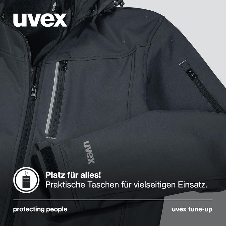 uvex tune-up Softshell-Arbeitsjacke - für Herren - Outdoorjacke XL Schwarz, XL Schwarz