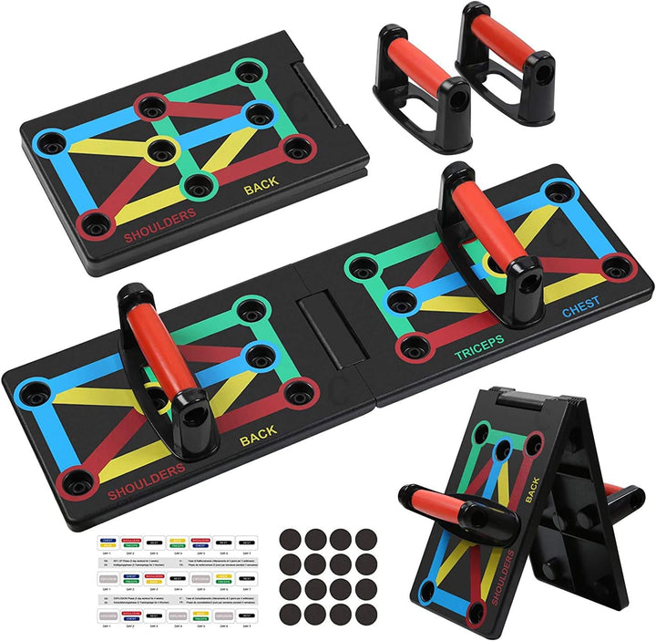 Cretee 12 in 1 Faltbare Push Up Rack Board mit Handgriff für Muskeltraining Effektiv Formen 12 in 1