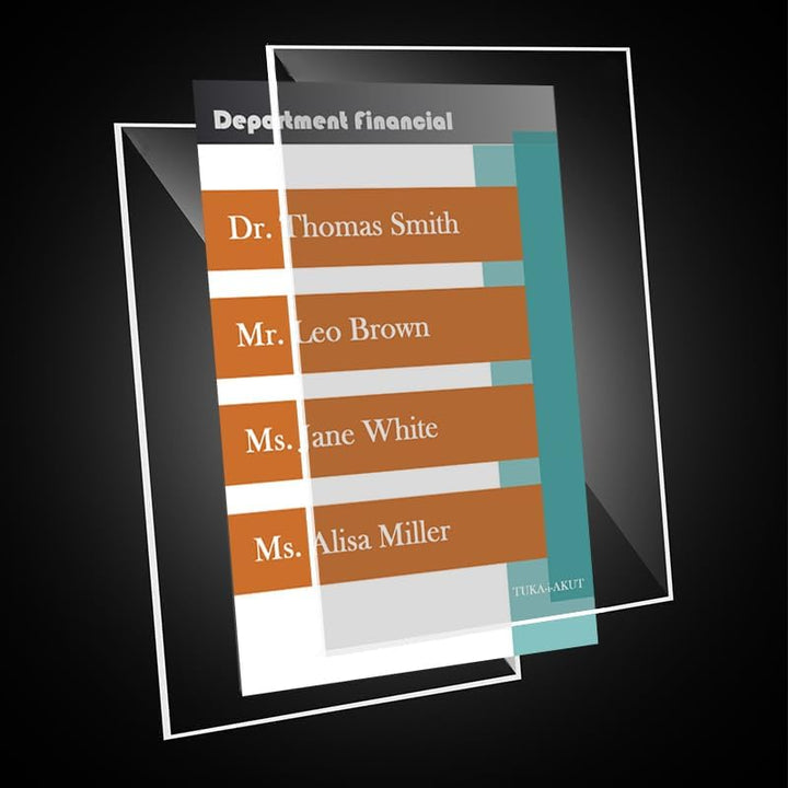 TUKA-i-AKUT Büro Türschild A3, Klare Acryl Info Sign Halter Transparent, Büroschild zum selbst besch