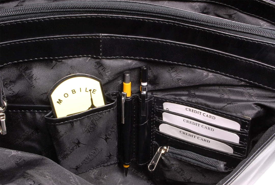 Catwalk Collection Handbags - Leder - Übergrosse Laptoptasche Schultasche/Organizer/Arbeitstasche/Ak