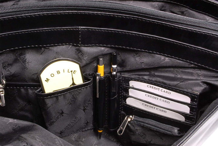 Catwalk Collection Handbags - Leder - Übergrosse Laptoptasche Schultasche/Organizer/Arbeitstasche/Ak