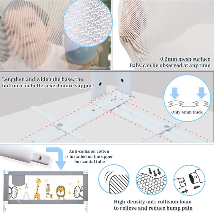 Sentasi Rausfallschutz Kinderbett 150CM, Rausfallschutz Bett Con Elevación Vertical, Baby Bettgitter