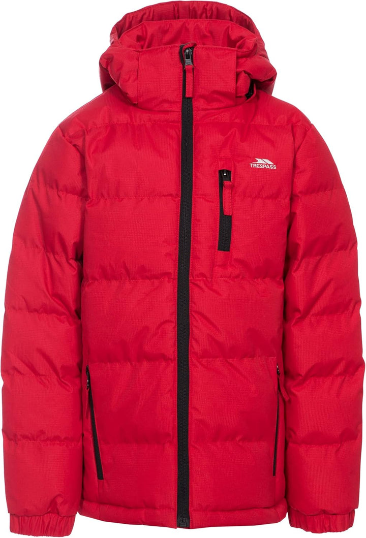 Trespass Herren Clip Padded Regenmantel mit Abnehmbarer Kapuze 7-8 Jahre Rot, 7-8 Jahre Rot