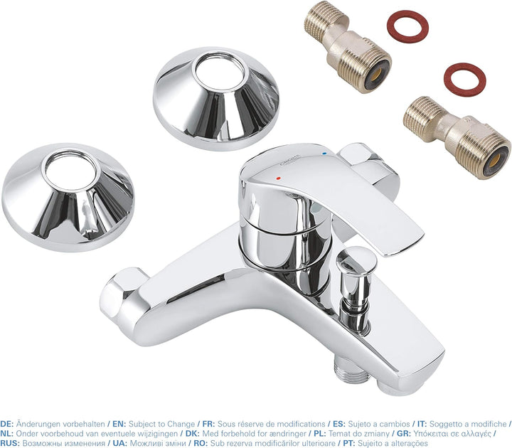 GROHE Eurosmart - Einhand-Wannenbatterie (Wandmontage, automatische Umstellung, S- Anschlüsse), chro