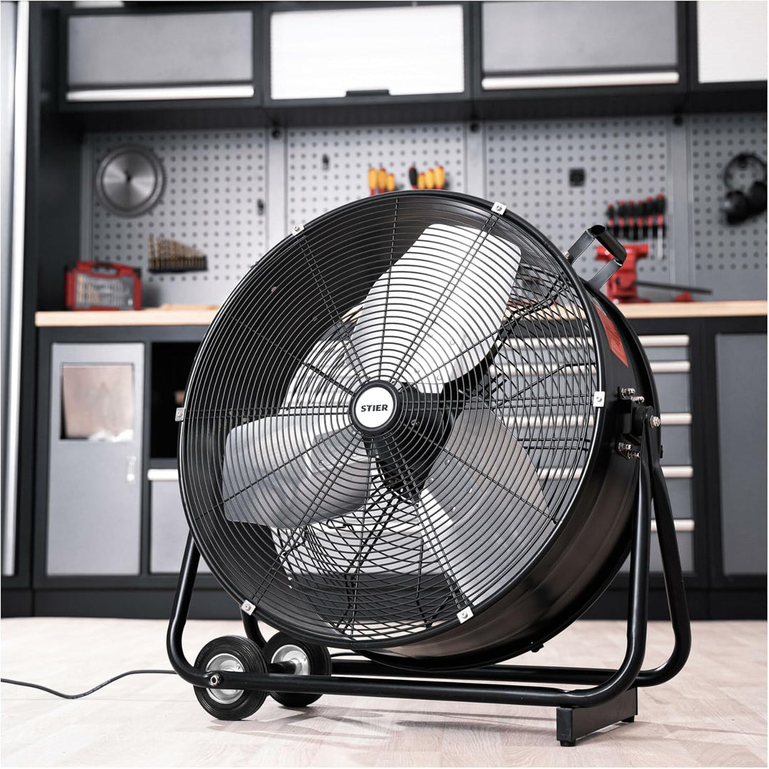 STIER Trommelventilator Bodenventilator, fahrbar, 330W, Ø600mm, Windmaschine, Industrieventilator, H
