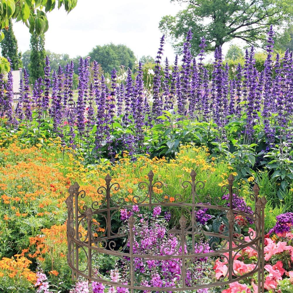 ecosoul 2-er Set Staudenhalter Strauchhalter Gartendeko Rost massiv halbrund Rankhilfe Metall Eisen