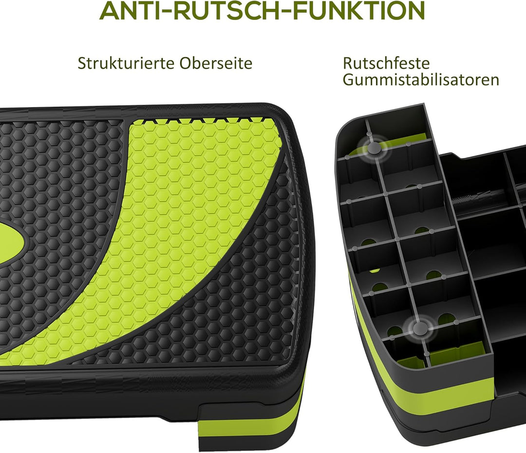 HOMCOM Steppbrett Aerobic-Stepper höhenverstellbar mit 3 Stufen (10/15/20 cm) Fitness Heimtrainer fü
