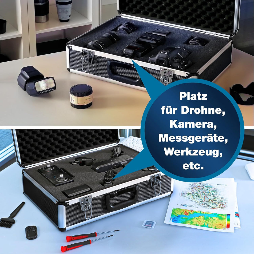 PeakTech 7310 – Universal Koffer für Messgeräte, Robuster Tragekoffer, Werkzeug Aufbewahrung, Würfel