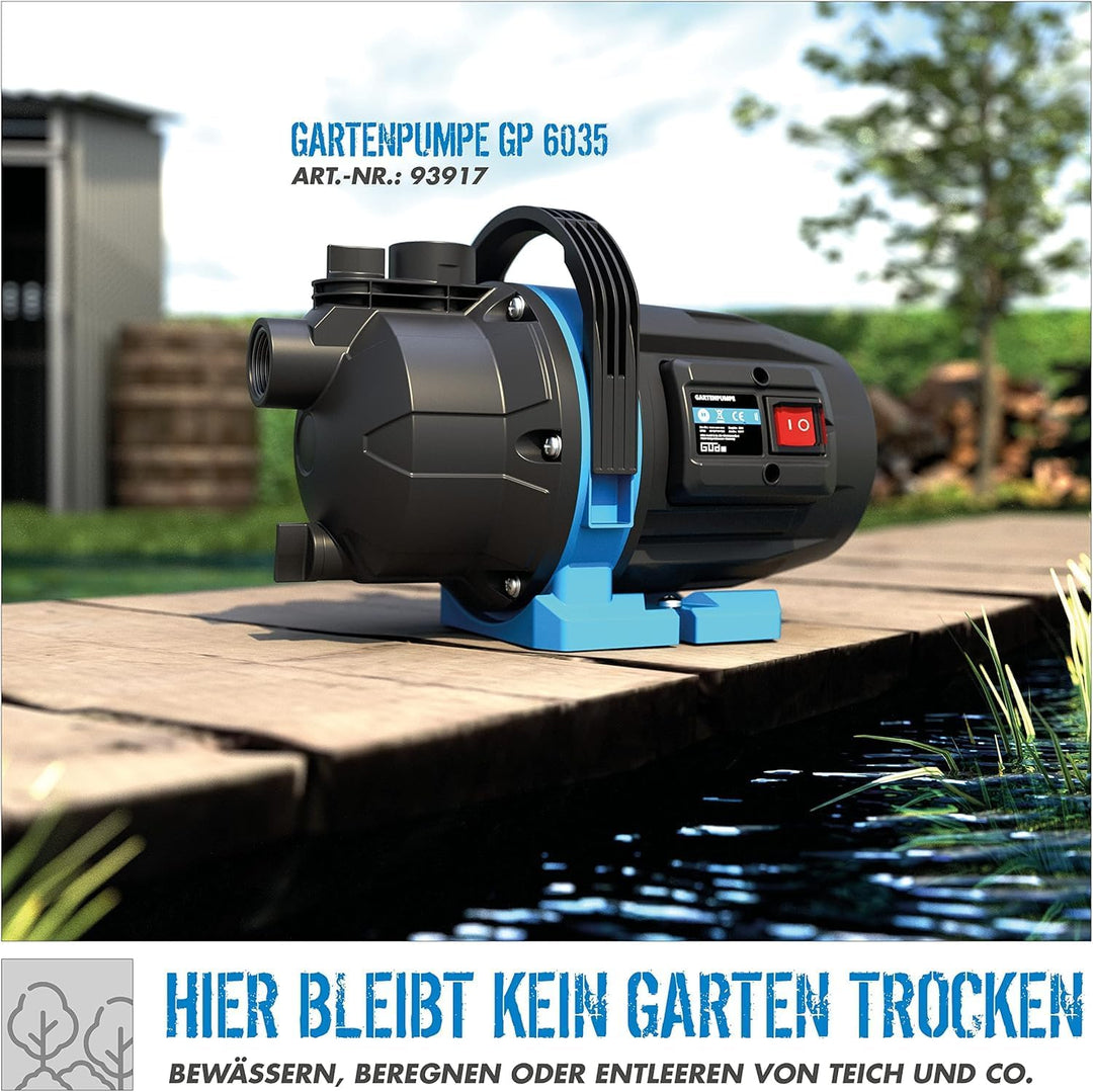 Güde Gartenpumpe GP 6035 (600 W, max. Fördermenge 3200 l/h, Ansaughöhe bis 7 m, Anschlussgewinde 1“