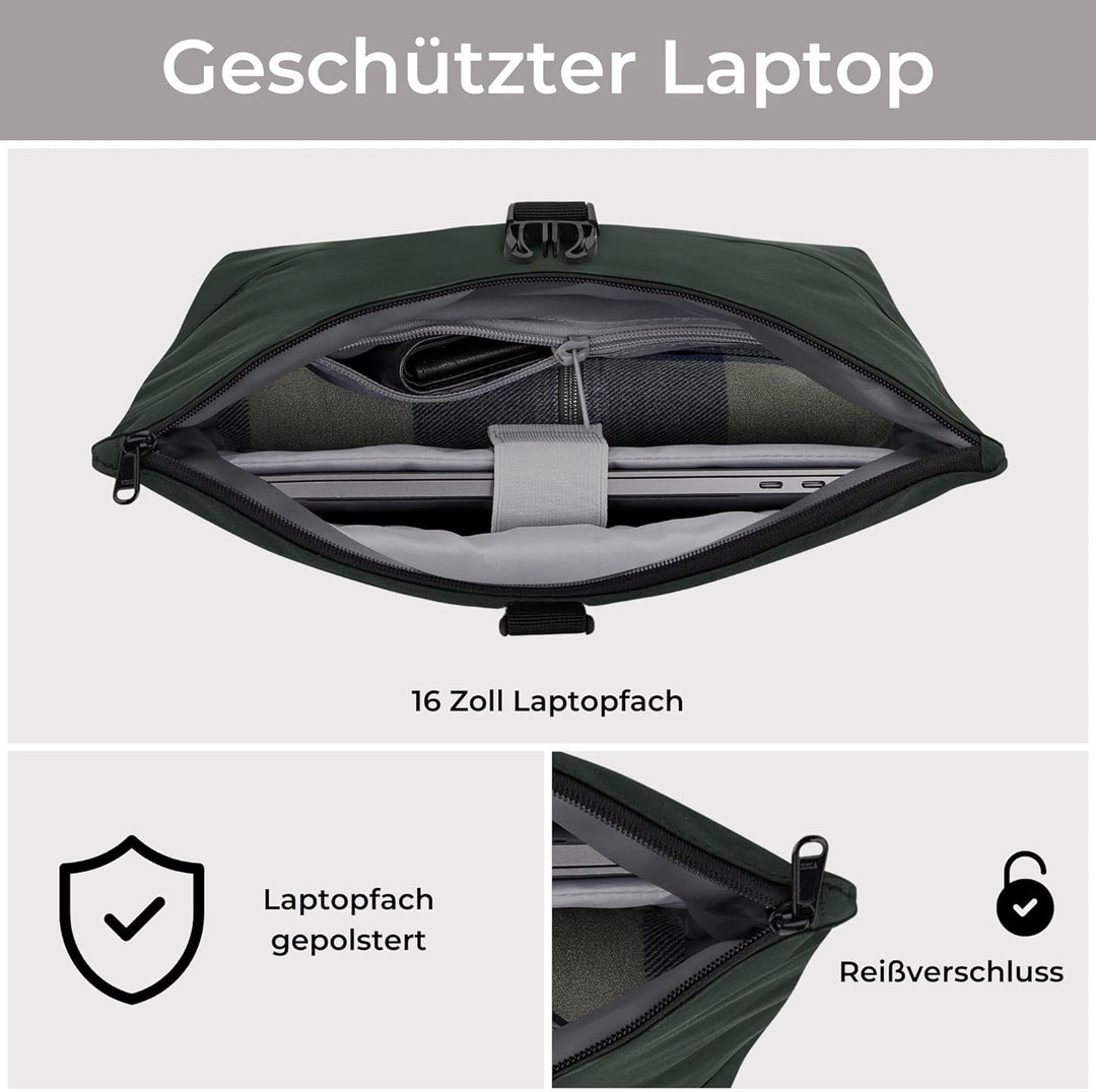 LARKSON Fahrradtaschen für Gepäckträger Damen & Herren Dunkelgrün - Tammo Bike - 2 in 1 Fahrrad Tasc