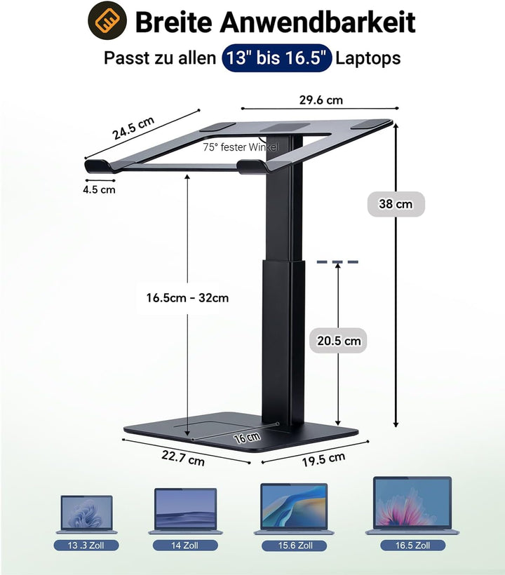 supamir Laptop Ständer Höhenverstellbar, Laptopständer für Schreibtisch, Stehen möglich, DJ Laptop S