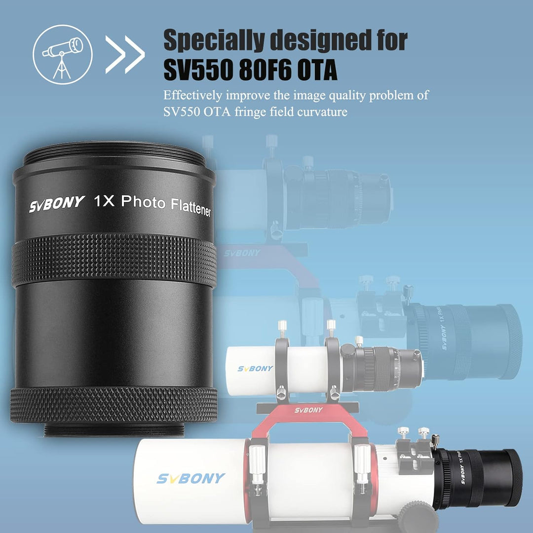 Svbony SV209 Field Flattener, 1x Teleskop Flattener M63x1 Anschluss für SV550 80F6 APO Refraktor Tel