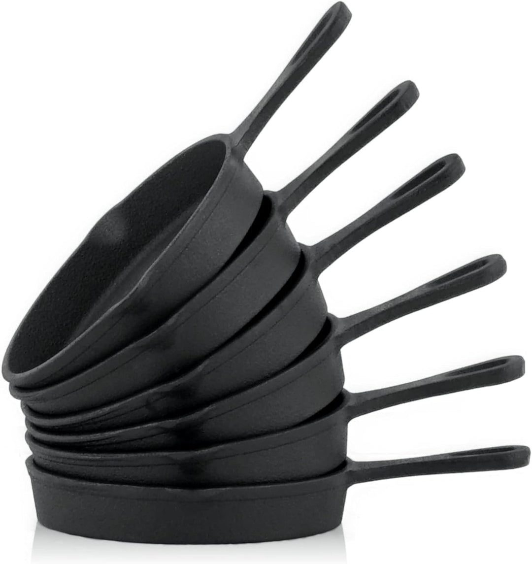 BBQ-Toro Gusseisen Grillpfännchen (6-er Set) | Ø 12,5 cm | bereits eingebrannt - preseasoned | Gusse