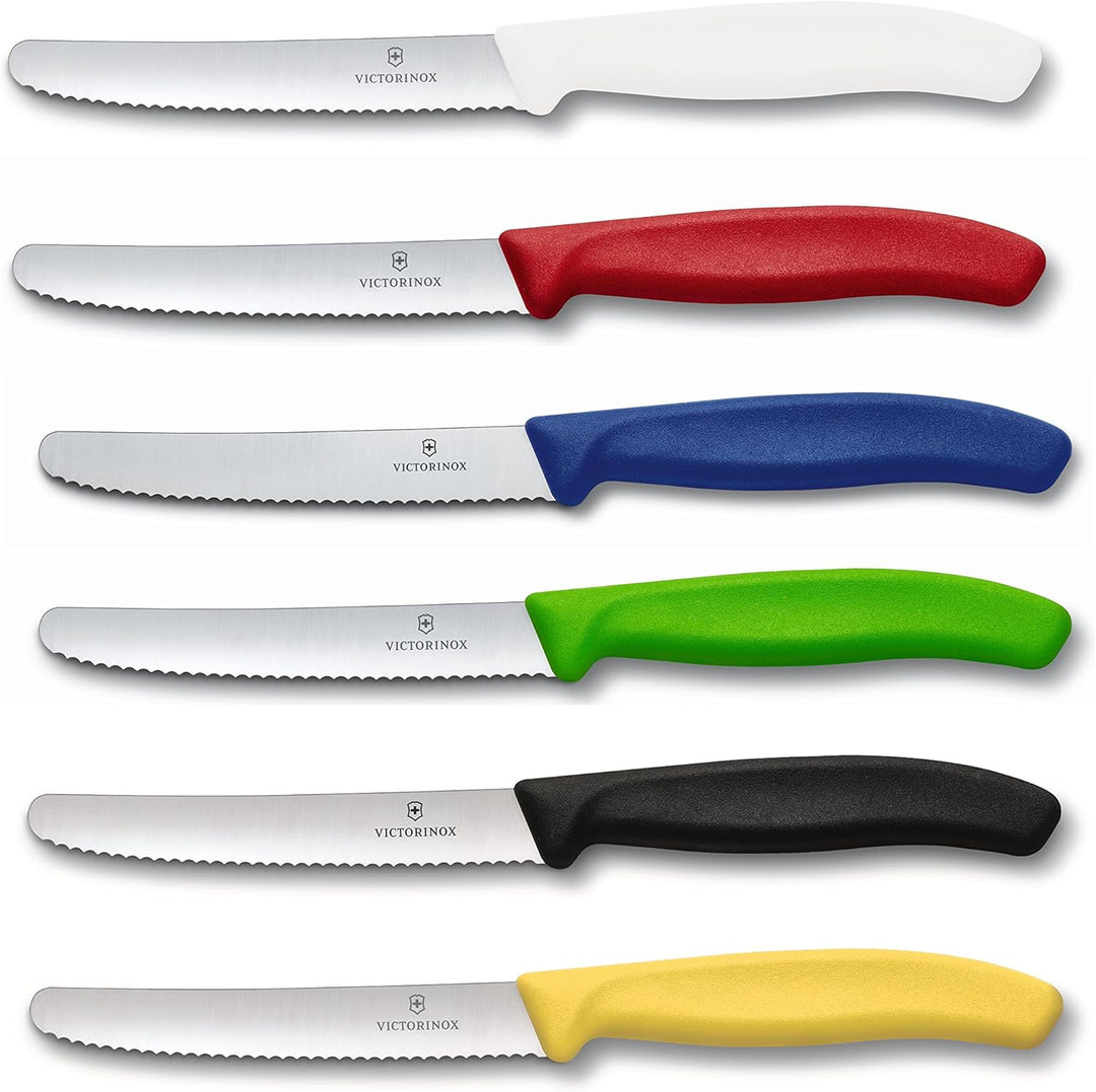 Victorinox 6 Stück Tafelmesser - Küchenmesser - Brötchenmesser Swiss Classic mit Wellenschliff - Swi