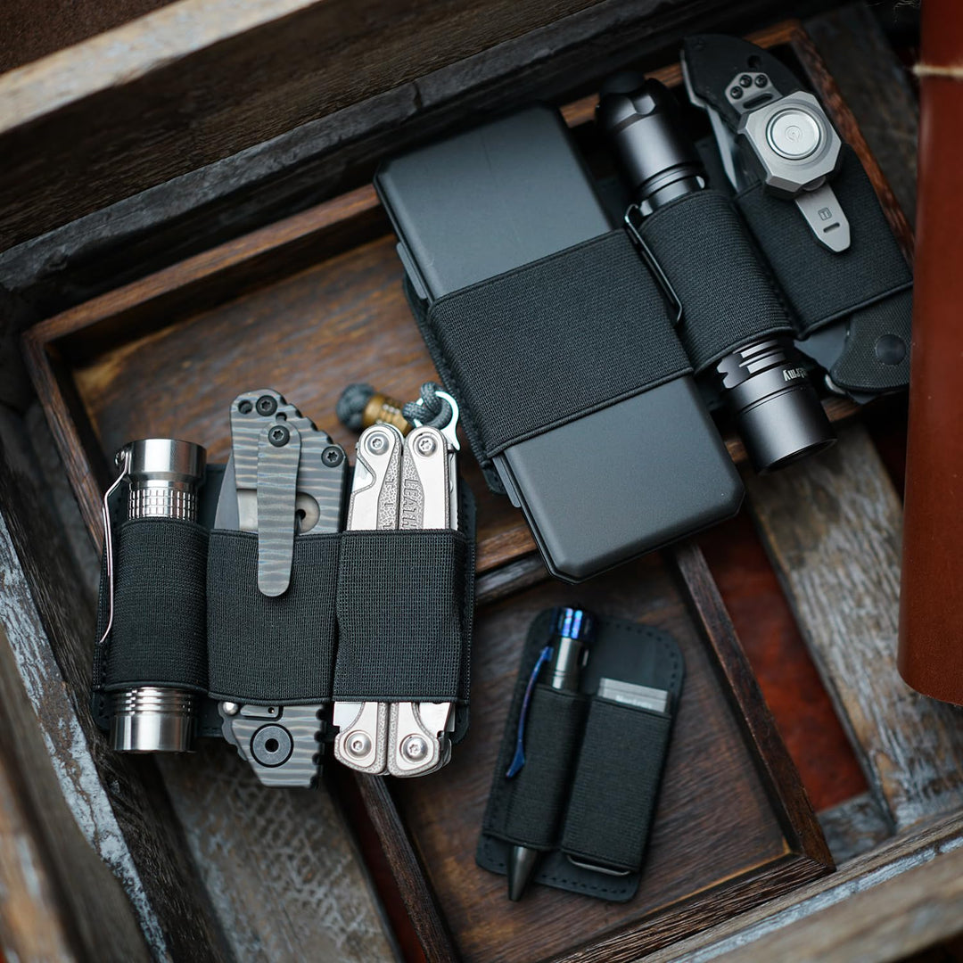 VIPERADE PL6 EDC Elastischer Organizer Patch mit Haken, seitlicher Leder EDC Halter Patch für Taktis