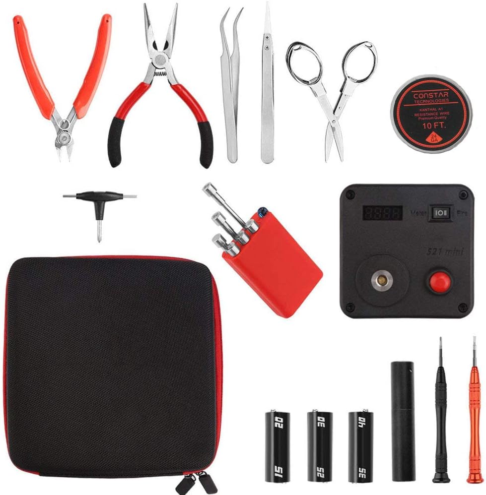 Leeko Spule DIY Werkzeug Kit V3, Wickelzubehör-Set mit Wickelhilfe (V4) /Mini Ohm Reader/Pinzette/Hi