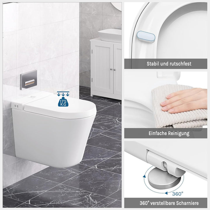 WOLTU WS2543 Klodeckel Wc Sitz Deckel Absenkautomatik, Kunststoff, Fast Fix/Schnellbefestigung, Soft