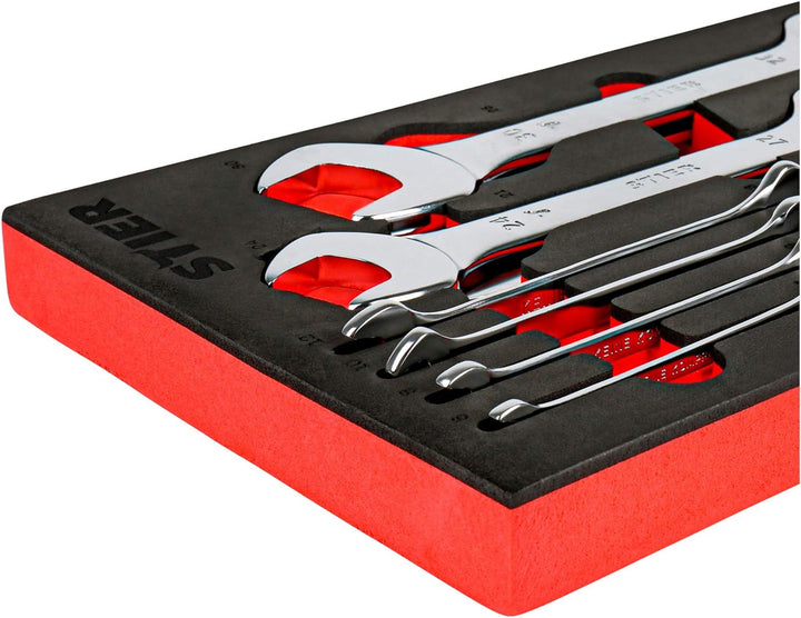STIER Doppelmaulschlüssel-Satz SW 6-32 mm 12-teilig in Weichschaumeinlage (EVA), Maulschlüssel - Set