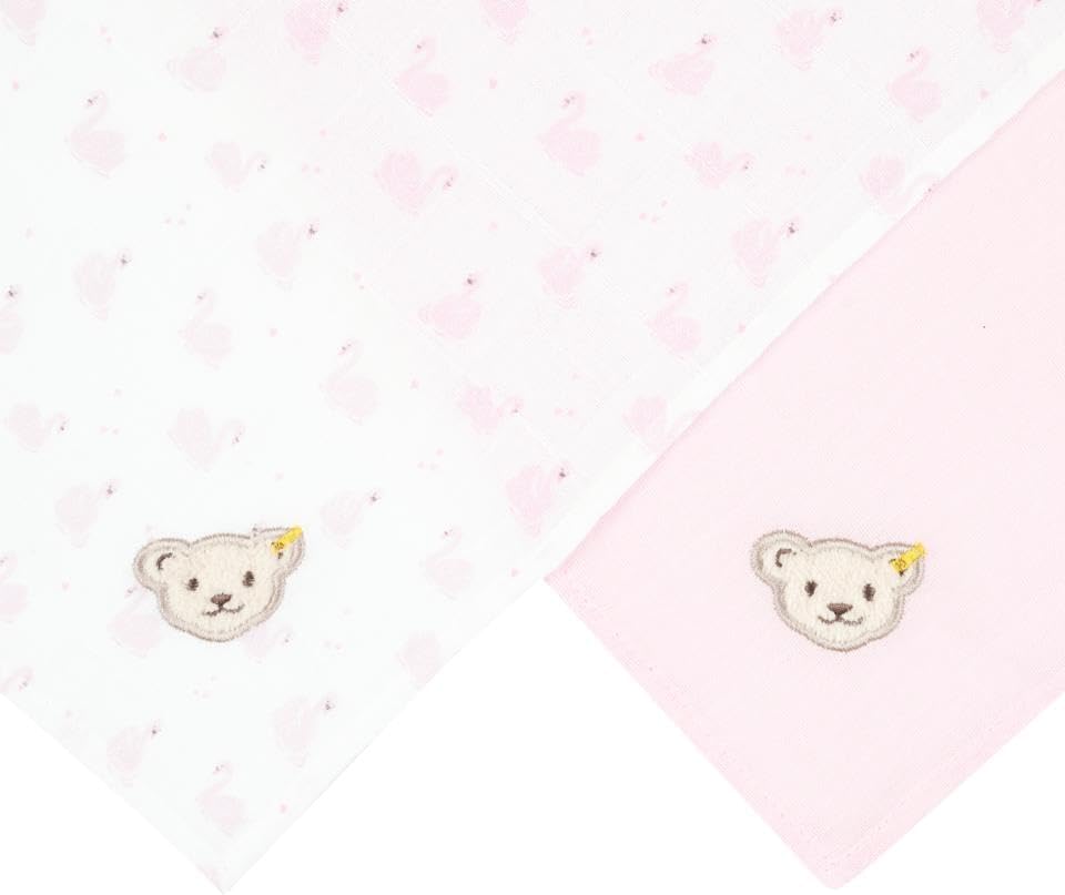 Steiff Baby-Mädchen Mullwindel 2er Pack, Parfait PINK, OneSize