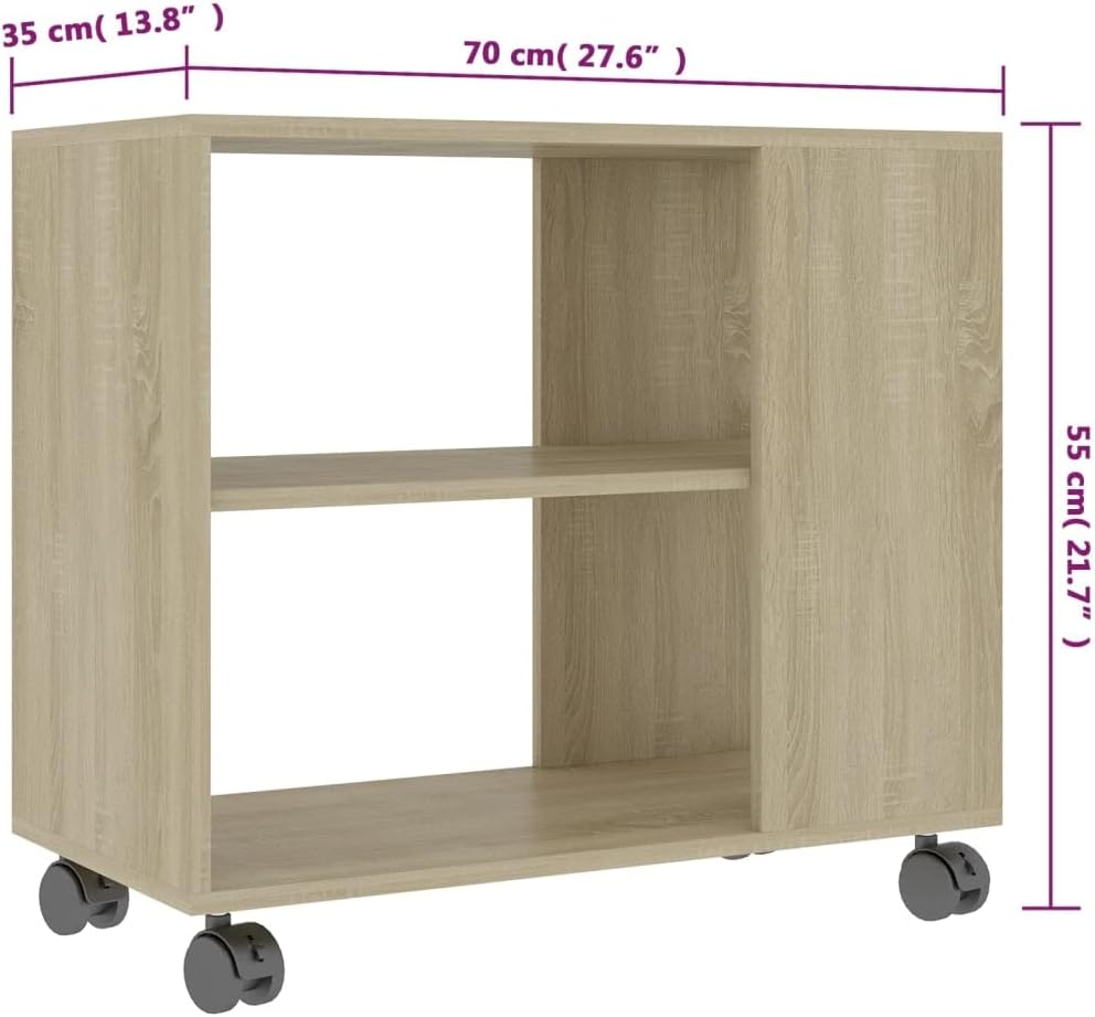 FIRBNUS Beistelltisch Sonoma-Eiche 70x35x55 cm Beistelltisch Schmal Beistelltisch Rollen Beistelltis