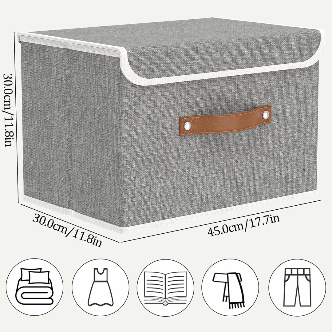 OUTBROS 3 Stück Aufbewahrungsboxen mit Deckel, 45 x 30 x 30 cm, faltbare Stoffboxen, Aufbewahrungskö
