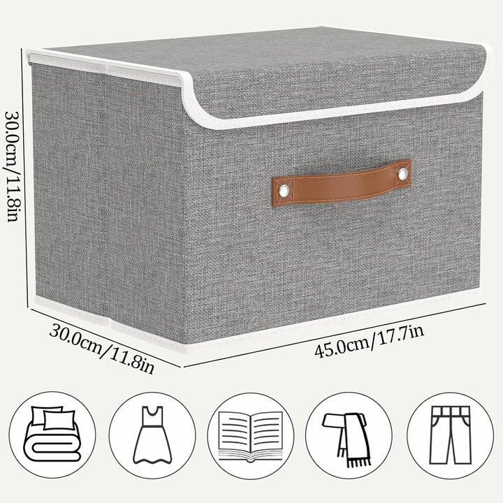 OUTBROS 3 Stück Aufbewahrungsboxen mit Deckel, 45 x 30 x 30 cm, faltbare Stoffboxen, Aufbewahrungskö