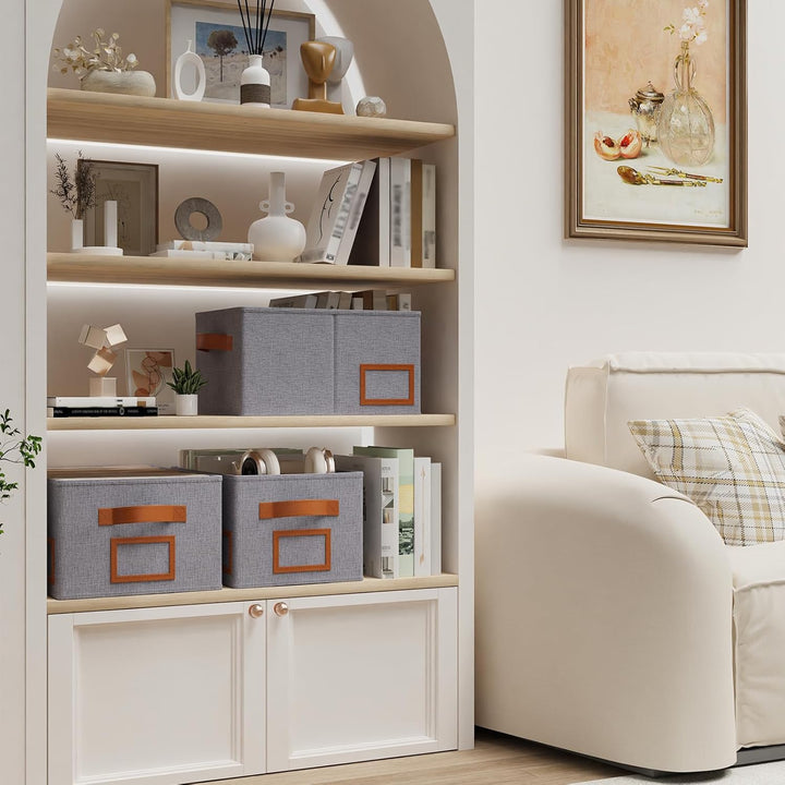 OUTBROS 3 Stück Aufbewahrungsboxen Stoff, Faltbare Aufbewahrungskiste Organizer mit Griff, Gross Auf