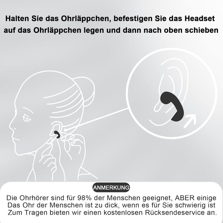 Open Ear Kopfhörer Bluetooth kabellos drahtloses Ohrclip-Bluetooth-Headset Ear Clip Luftleitung Knoc