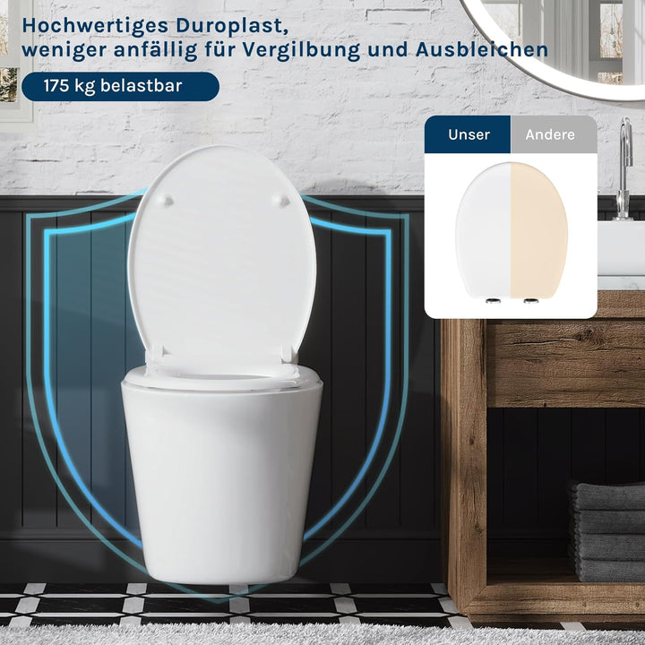 WOLTU Toilettendeckel, WC-Sitz mit Absenkautomatik, Klobrille Klodeckel mit Schnellverschluss, Toile