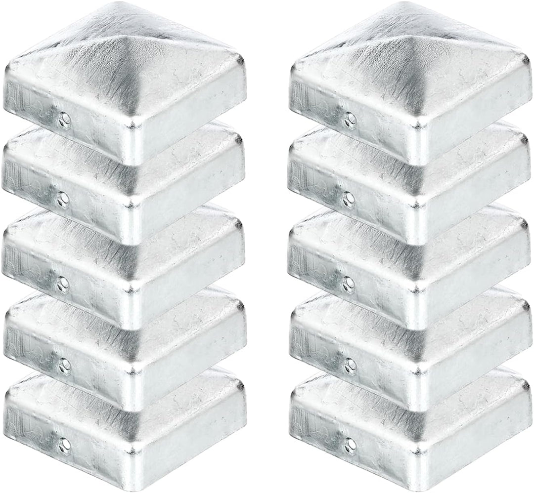 siwitec 10er-Set Pfostenkappe für Holzpfosten | 120 x 120 mm | flach/Pyramide | Zaunkappe aus feuerv