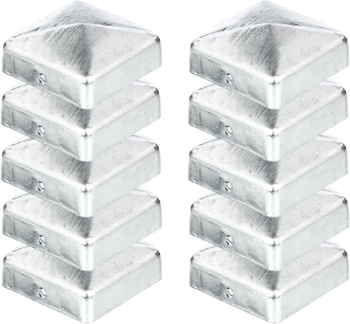 siwitec 10er-Set Pfostenkappe für Holzpfosten | 120 x 120 mm | flach/Pyramide | Zaunkappe aus feuerv