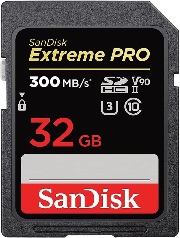 SanDisk Extreme PRO 32GB SDHC Memory Card up to 300MB/s, UHS-II, Class 10, V90, U3 UHS-II V90 32GB