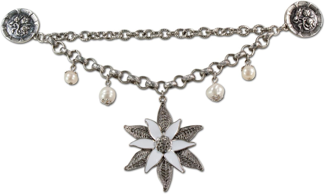 Alpenflüstern Damen Pin-Charivari Glamour-Edelweiss altsilber-farben DCH00800095