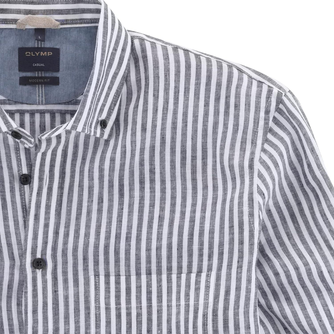 OLYMP Herren Freizeithemd Langarm Casual,Streifen,modern fit,Button-Down-Kragen S Marine 18, S Marin