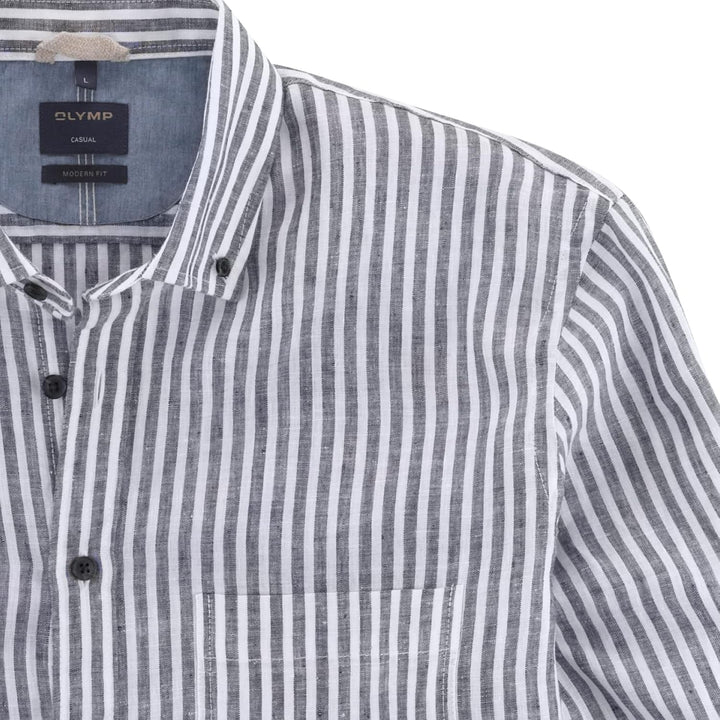 OLYMP Herren Freizeithemd Langarm Casual,Streifen,modern fit,Button-Down-Kragen S Marine 18, S Marin