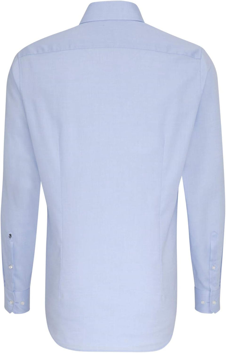 Seidensticker Herren Seidensticker Herren Business Hemd Shaped Fit – Bügelfreies Businesshemd, Blau